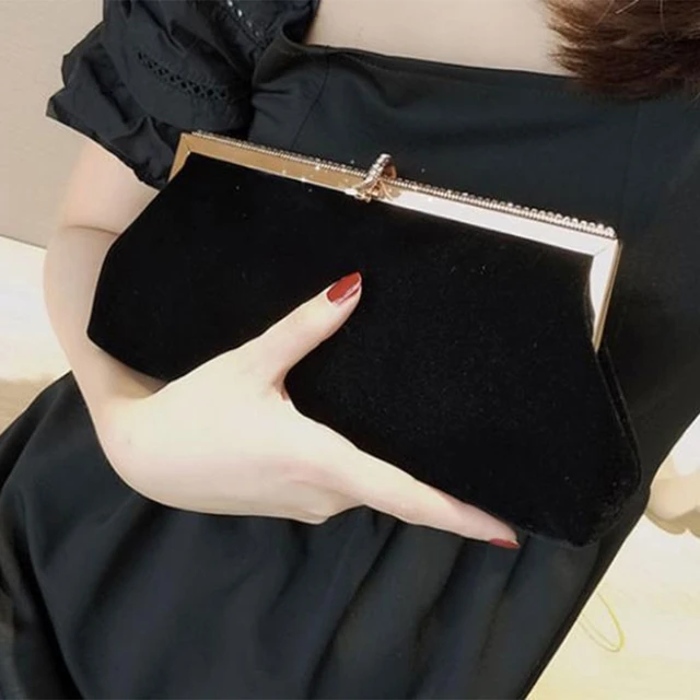 Black Cloth With Rhinestones Evening Bag / Clutch / Purse by 