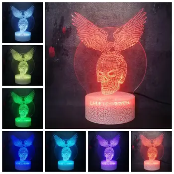 

Skull Mask Wing Nordic Creative Design Gift Lamp 7 Color Illusion Night Light Flash Family Party Stage Lighting Flash Effect 3D