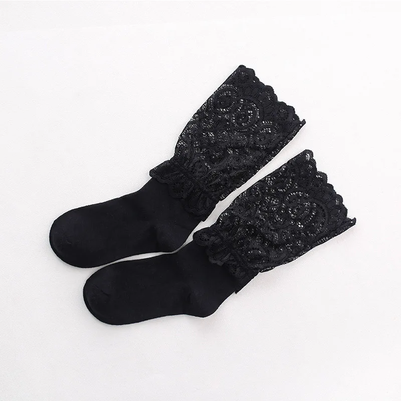 Half lace black Женская сексуальная ретро кружевная Цветочная сетка Женский ножной браслет Носок Эластичный Лето Осень женский прозрачный короткие носки Мода горячая распродажа - Цвет: Half lace black