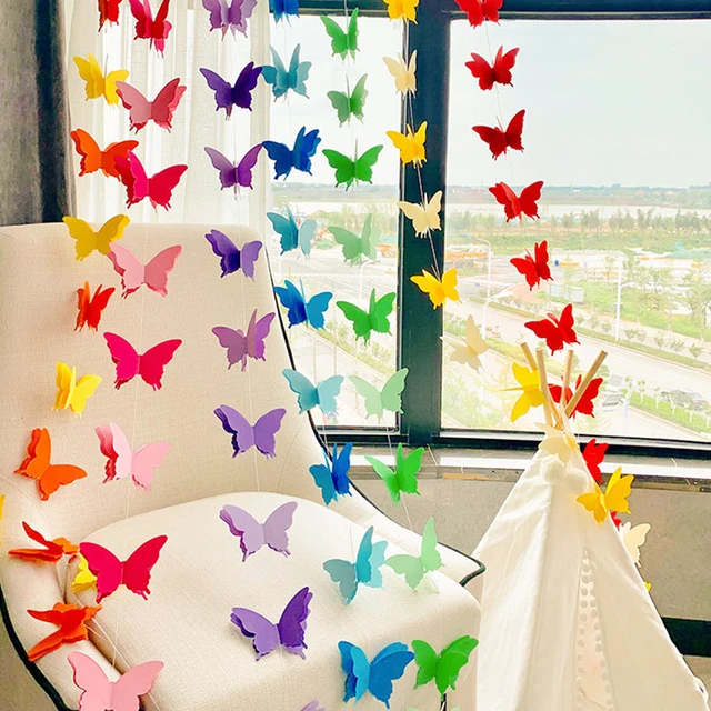 Artificial Butterfly Garland, Fake Butterfly Decorative Vines, DIY 3D  Unique