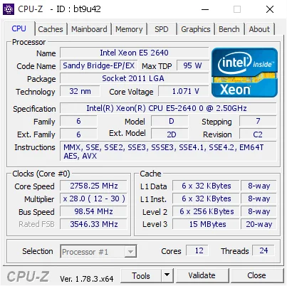 Центральный процессор Intel Xeon E5-2640 E5 2640 15M cache 2,50 GHz 7,20 GT/s