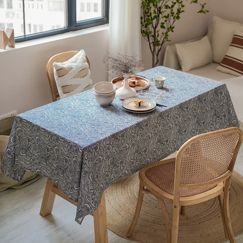 Japanese Style Cotton Linen Tablecloth Corrugated Waves Household Tea Table Literary Fan Photography Background Cloth | Дом и сад