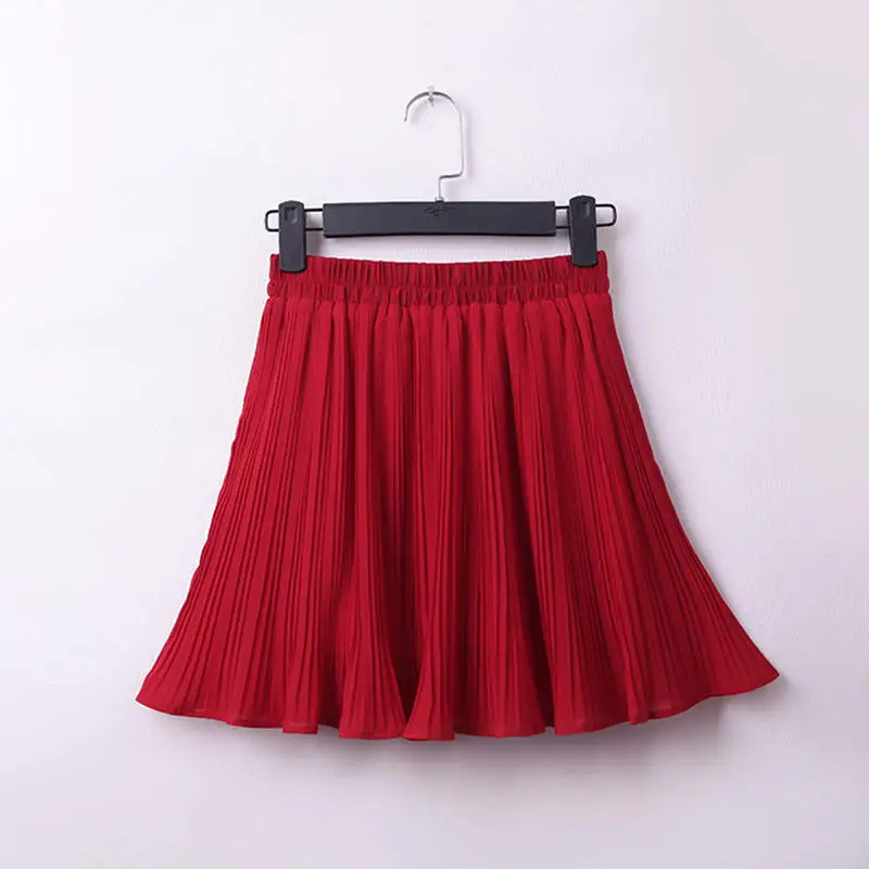red skirts Новинка, короткая шифоновая плиссированная юбка для женщин, Harajuku, сексуальная пляжная юбка с высокой талией, белая Тюлевая мини-юбка, Jupe Femme, женские юбки C6060 - Цвет: red skirts