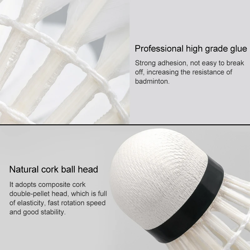 12 PCS Original Xiaomi Dooot D09 White Full Circle Duck Feather Badminton