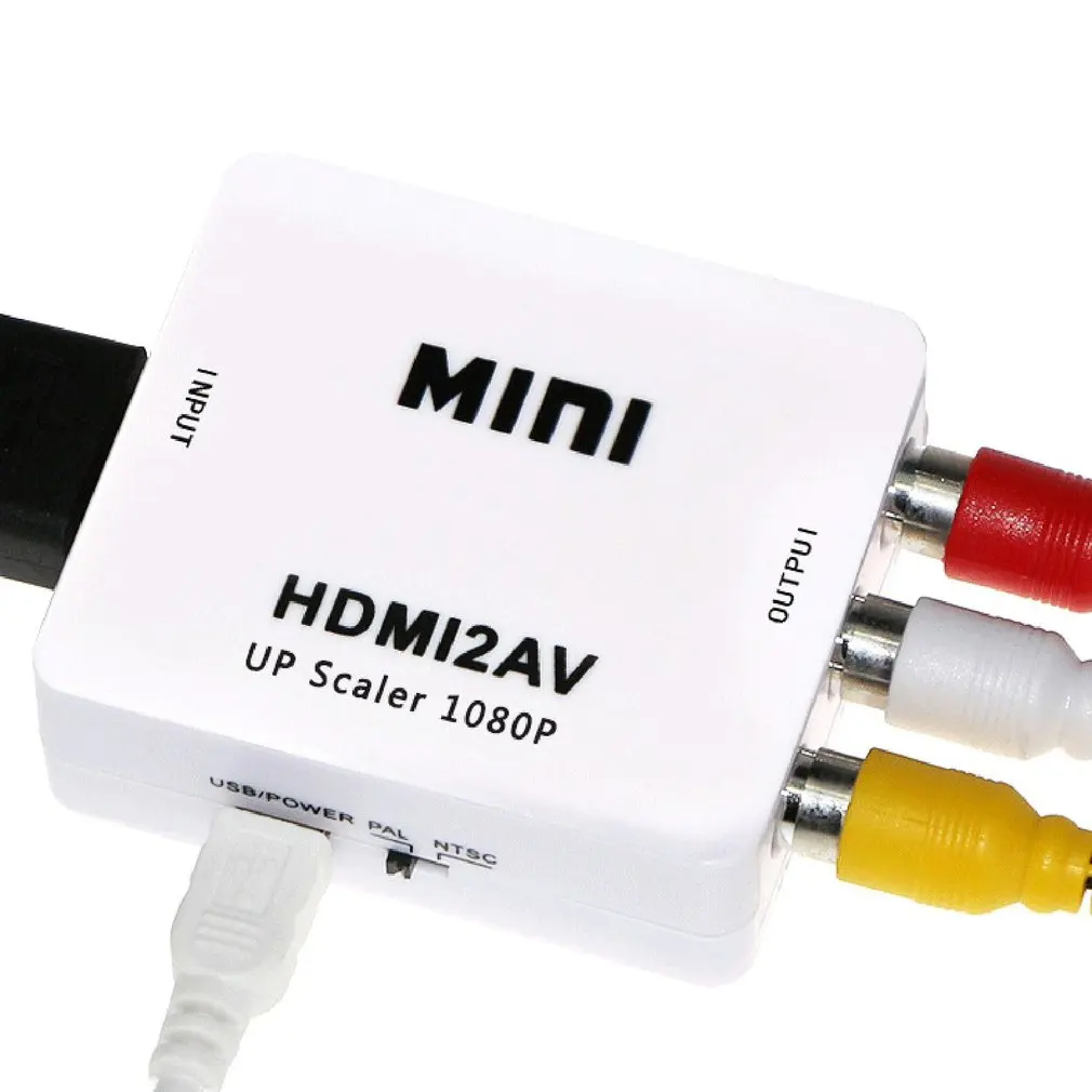 HDMI К AV адаптер Делителя Частоты HD видео конвертер коробка HDMI к RCA AV/CVSB L/R видео 1080P HDMI2AV Поддержка NTSC PAL