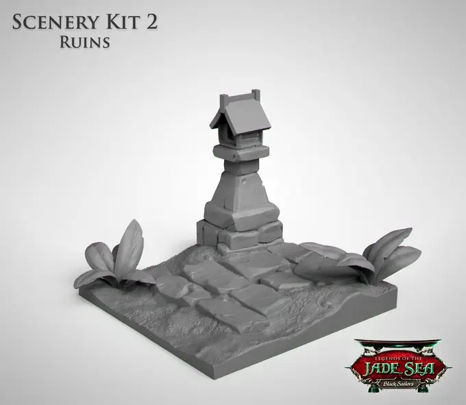 [Loong Way Miniatures] Большой ребенок Creatives набор декорации 2 руины 75 мм миниатюрные из полимерной смолы