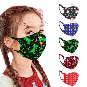 

50pc Children Kids Face Mask Christmas Print Mouth Mask For Protection Face Cover Reusable Washable Earloop Mask Mascarillas New