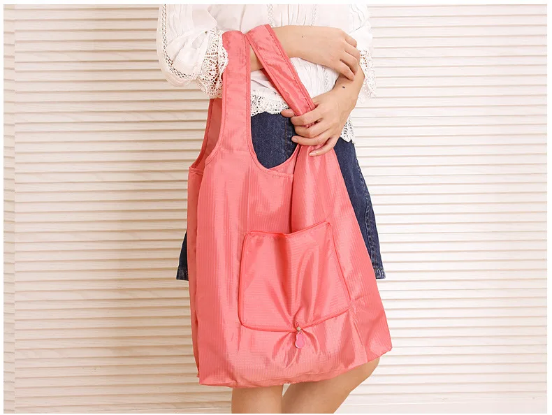 Creative Large Size Hand Eco-friendly Bag Foldable Zipper Portable Grocery Shopping Bag Waterproof Shopping Handbags Can Be Prin