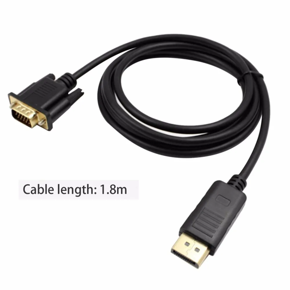 1,8 м Mini DisplayPort to VGA кабель адаптер Full HD 1080P папа-мама DP To VGA конвертер кабель для MacBook HDTV проектор