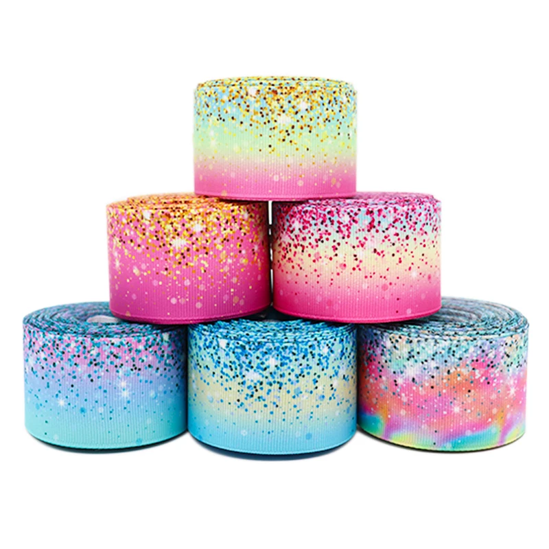 5 Yards 1.5' 38MM Rainbow Gradient Colors Printed Grosgrain Ribbons For Hair Bows DIY Handmade Materials Y110401 ribbon decoration ribbon supplies grosgrain ribbon