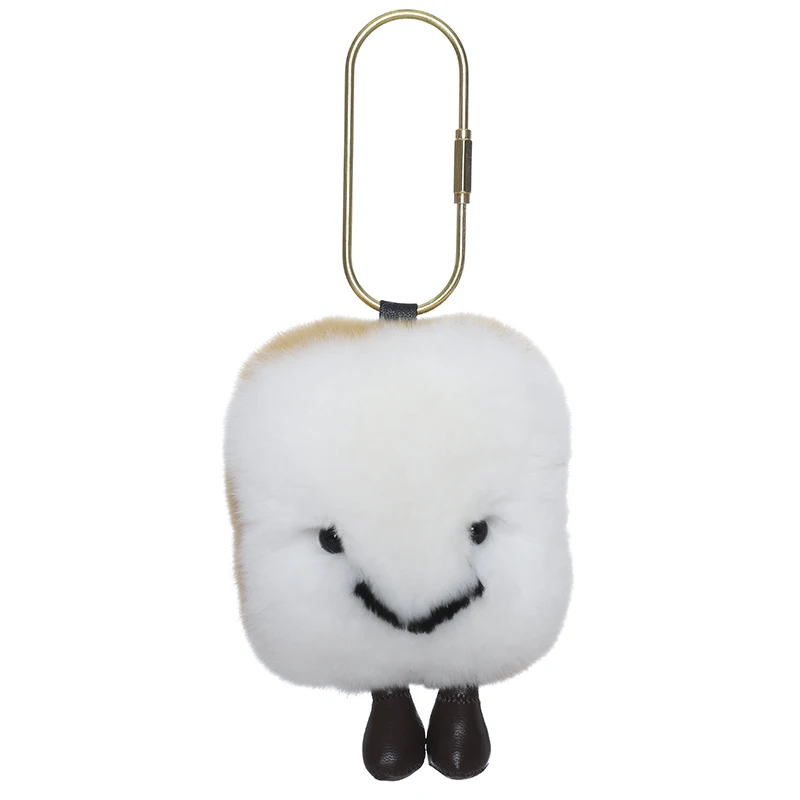 

Real Rex rabbit fur toast bread slice design doll pendant soft glutinous toast doll furry pendant bag pendant key chain