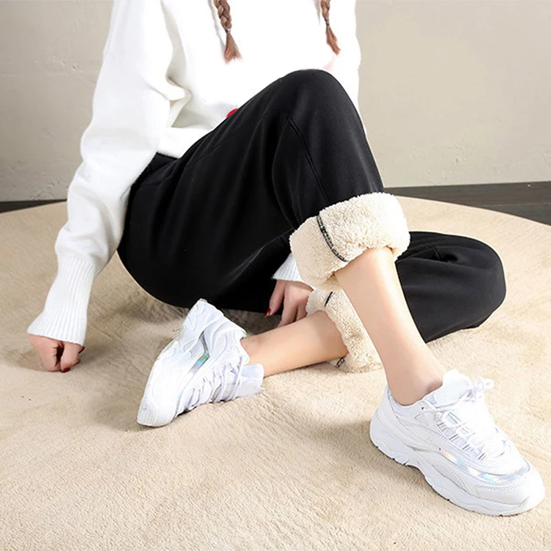 

2020 Thick Running Pantalones Fleece Trousers Harem Winter Warm Female Pants Workout Solid Color Sport Fashion Women Sweatpants