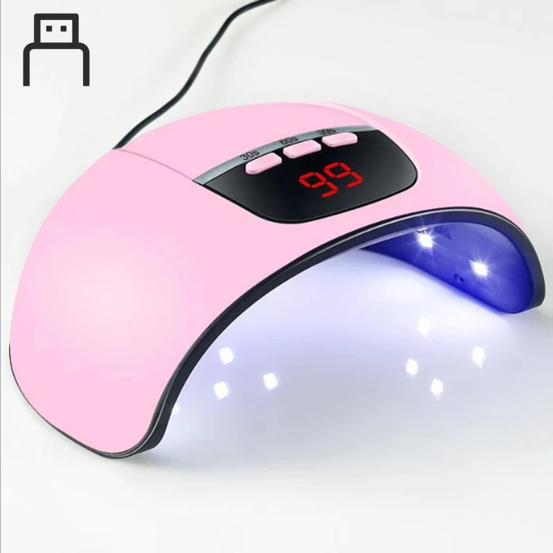 pink 45 Вт УФ-лампа для ногтей с 15 светодиодными бусинами, быстросохнущая интеллектуальная Сушилка для ногтей, УФ-лампа, таймер с автоматическим распознаванием, умный ЖК-дисплей, Сухой Гель-лак - Цвет: pink
