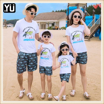 

Family Set Clothes Parent-child Suit Home New Baby Kid Dad Mom Matching Family Outfits Holiday Costume Short Sleeve T-shirt Tops