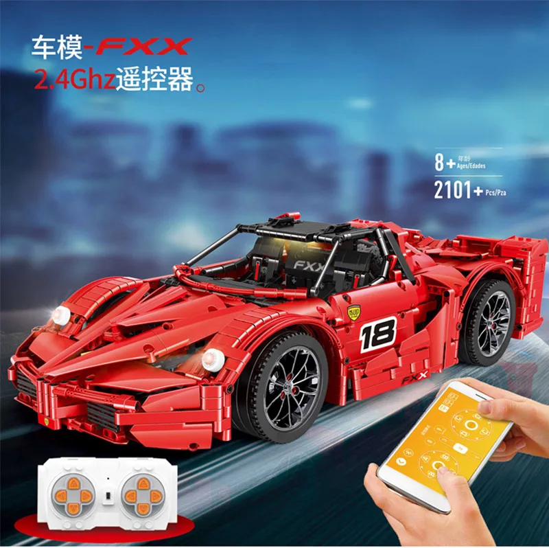 

2101Pcs RC Ferraried F1 Racing Car building blocks fit Technic Racer Vehicle Supercar Electric Power Motor Playmobil Bricks Toys