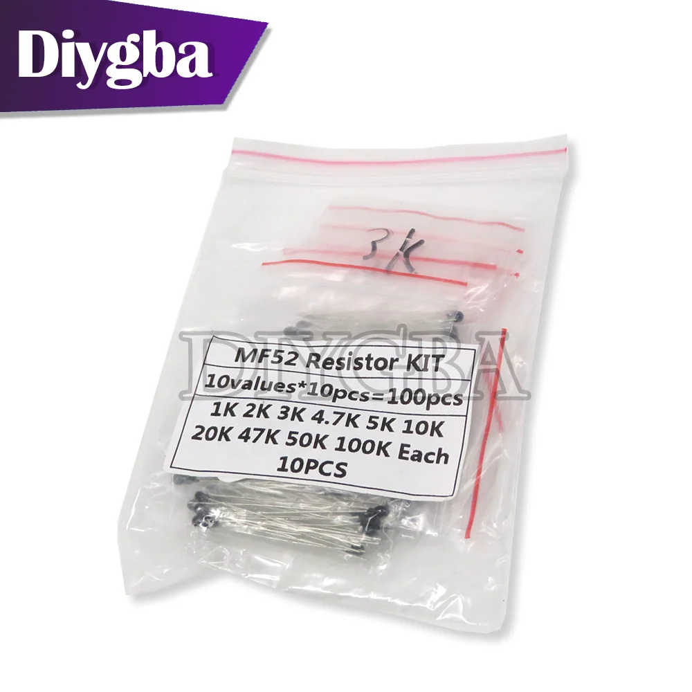 

100PCS/lot NTC Thermistor Resistor Kit NTC-MF52AT 1K 2K 3K 4.7K 5K 10K 20K 47K 50K 100K +-5% 3950B 10value Each 10PCS