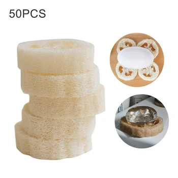 

50pcs Natural Loofah Slice Spa Bath Facial Soap Stand Soap Holder Sink Sponge Drain Box Suction Cup Soap Drying Rack Storage