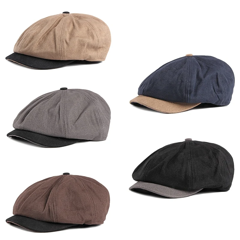 Берет кепка мужская Британский стиль регулируемый солнцезащитный козырек хлопок восьмиугольная остроконечная шляпа наружные головные уборы одежда аксессуары 1ym