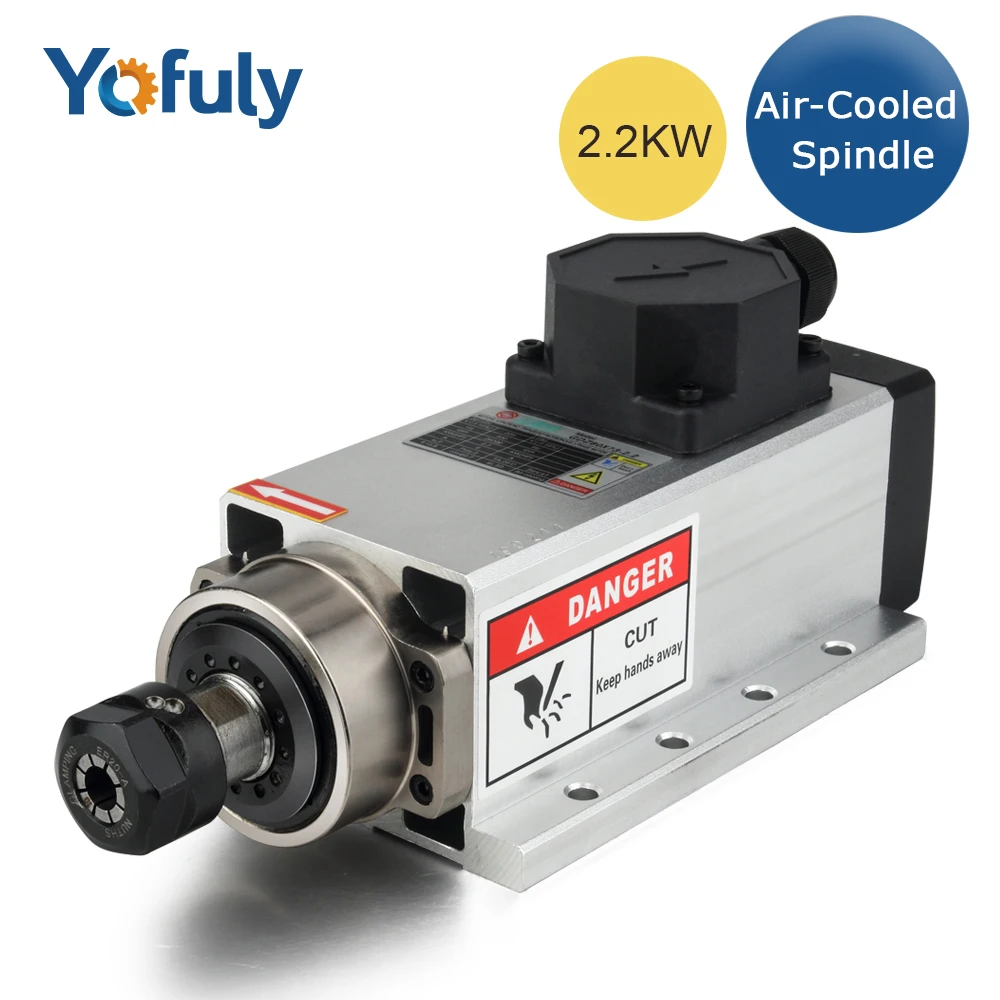 

2.2kw 220V Air-cooled Square Spindle Motor ER20 Runout-off 0.01mm Ceramic Bearing Air Cooling Spindle For CNC Milling