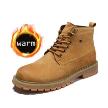 Г., осенне-зимние кожаные ботильоны мужская обувь винтажные классические мужские ботинки на меху и плюшевой подкладке повседневная обувь для мотоцикла