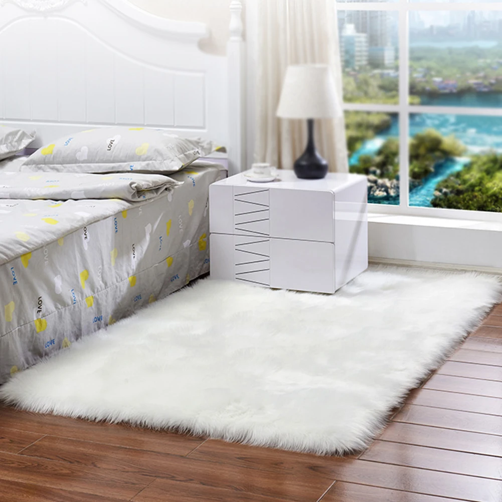 Нескользящий прямоугольный ковер домашний пушистый коврик в прихожую из искусственного меха мягкий ковер для спальни украшения гостиной