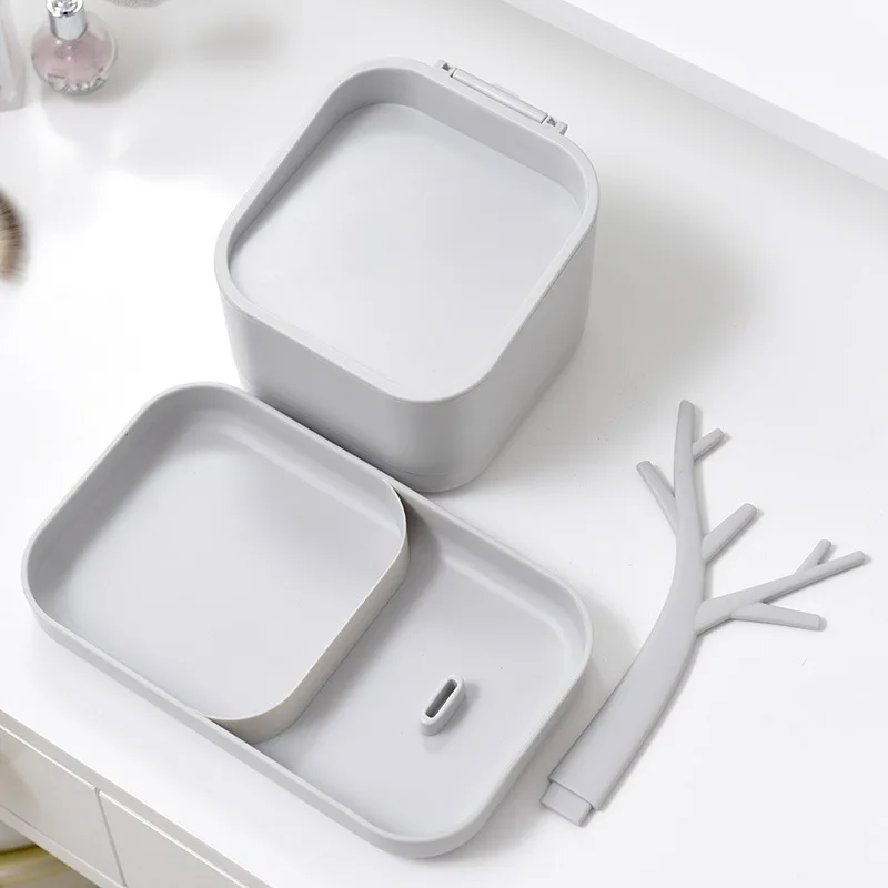 1Pcs Makeup Organizer Box Jewelry Storage Box Necklace Earring Plastic Makeup Box Home Desktop Organizer For Cosmetics