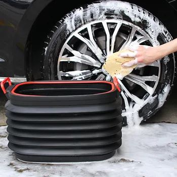 

Foldable Telescopic Bucket Car Trash Can Plastic Sundries Organizers Outdoor Camping Supplies Household Cleaning Tools Accessory