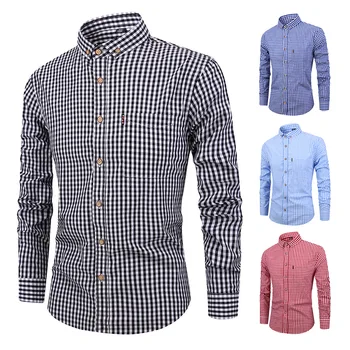 

Men's Autumn New Men's Shirt Breathable Cotton Long Sleeve Plaid Shirt Casual Slim Shirt Shirt Men S31