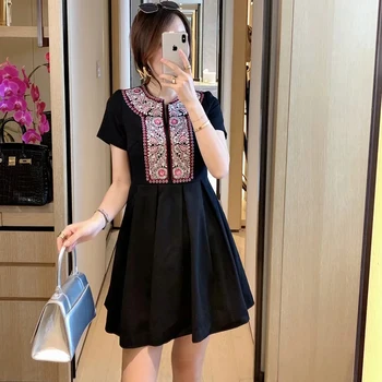 

Gedivoen Fashion Designer Summer Short Dress Women Embroidery Draped Vintage A Line Dress Modern Elegant Female Mini Dresses