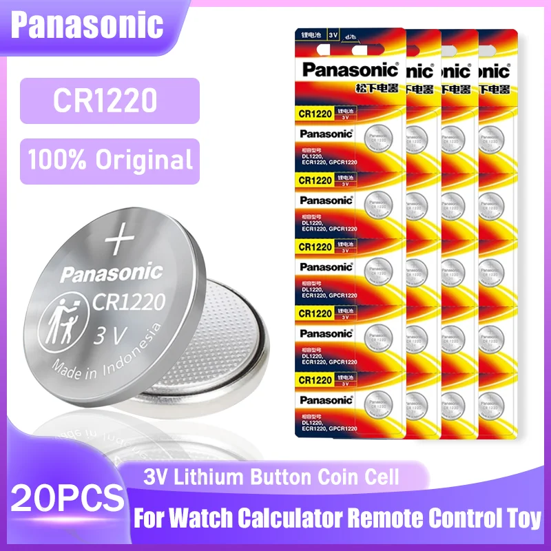20 шт. литиевая батарея Panasonic CR1220 CR 1220 DL1220 ECR1220 BR1220 3 в для смарт-часов калькуляторов