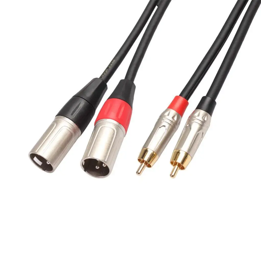 Pro Dual XLR Male to Dual RCA Male Patch Cable Mic Audio Cord 