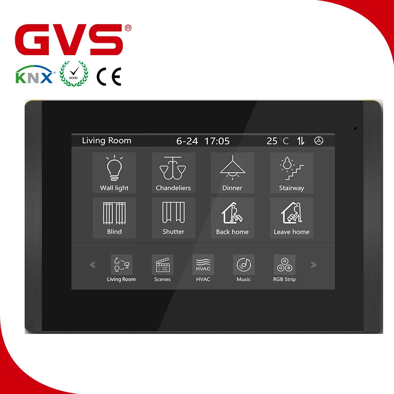 Китай производитель KNX/EIB интеллектуальная система GVS K-bus 10,1 ''KNX сенсорный экран черный KNX Сенсорная панель 10,1 дюйма