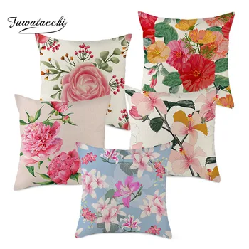 

Fuwatacchi Banana Pattern Throw Pillow Cover Colorful Flower Plant Cushion Cover for Home Chair Sofa Decorative Pillowsases 2019