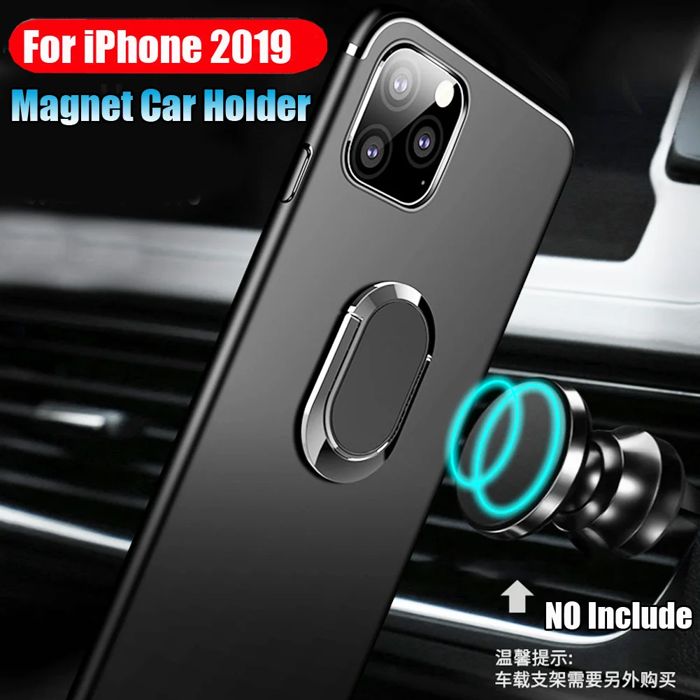 

Mayround Kickstand Magnetic Car Ring Holder Cover for iPhone 11 Pro Max Matte Silicone Case Phone Cover for iPhone 11 Xs Max 6S