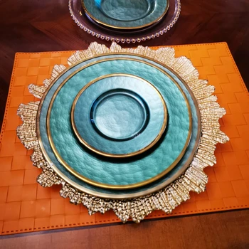 

Custom Products original handmade Plate Green Phnom Penh glass plates retro disk Decorative pendulum plate