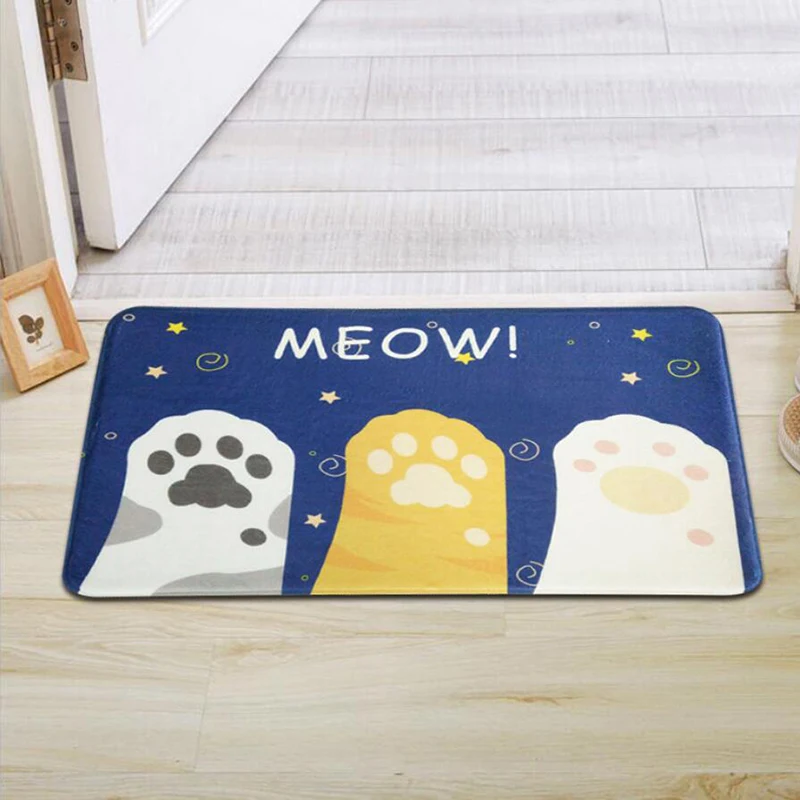 Blue Lovely Cat напольный коврик с принтом ковер для кухни коврик для входной двери нескользящий дверной коврик водопоглощающий коврик для ванной комнаты - Цвет: Blue