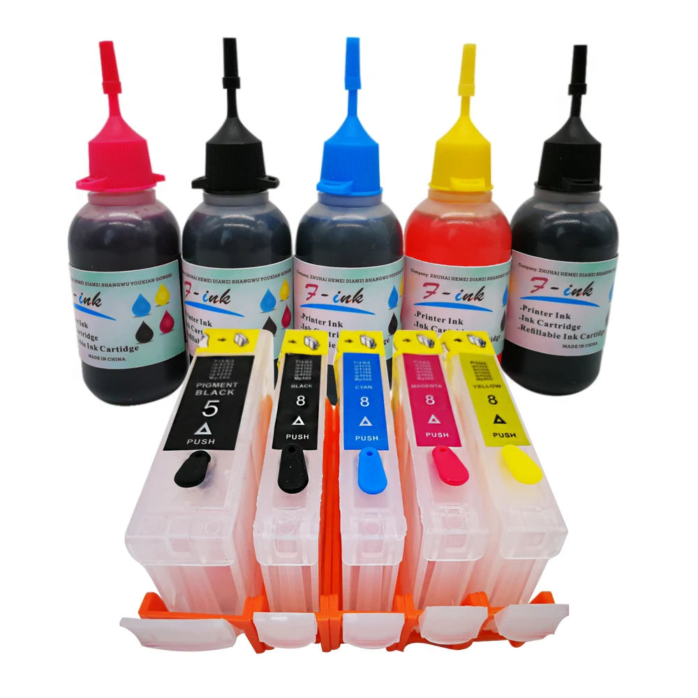 PGI-5 CLI-8 многоразового наборы для Canon MP510 MP520 MP530 MP600R MP610 MP800 MP800R MP810 MP830 MP950 MP960 MP970 принтер
