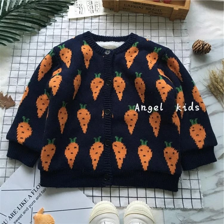 Tonytaobaby/ зимний хлопковый кардиган для мальчиков и девочек, свитер, плюшевый УТЕПЛЕННЫЙ ТОП