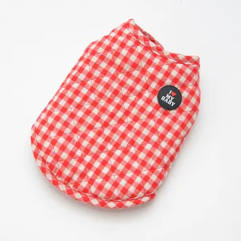 

Warm Two Feet Plaid Design Dog Jacket for 2020 Autumn and Winter Red Blue Colors Pet Clothes Dog Quilted Cotton Clothes Pet Vest