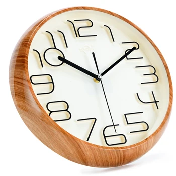 

Modern Design Wall Clock Wood Wallclock Living Room Watch Round Kids Rooms Silent Non Ticking Timer Relogio De Parede Decor EE50