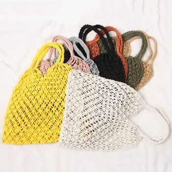 

Multi-Function Woven Bag Mesh Rope Weaving Tie Buckle Reticulate Hollow Straw Bag No Lined Net Shoulder Bag Eco Friendly Tote