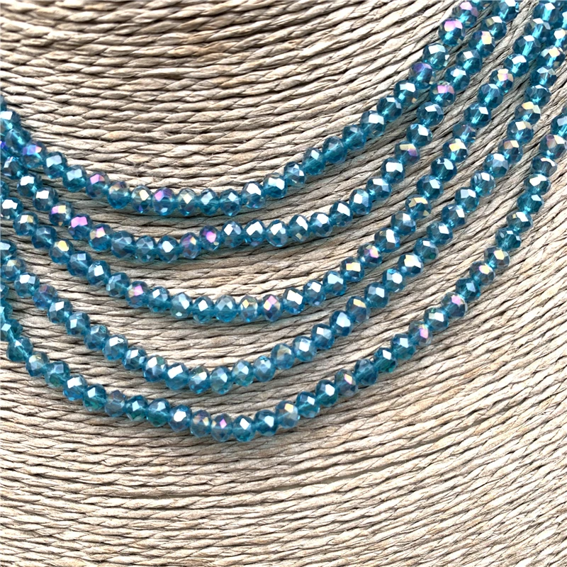 blue zircon AB 1 нитка 2X3 мм/3X4 мм/4X6 мм/6X8 мм хрустальные бусины Rondelle стеклянные бусины для изготовления ювелирных изделий Diy бисер оптом - Цвет: blue zircon AB