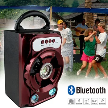 

Protable Bluetooth Speaker Wireless Bass Stereo Sound System With Led Light Speaker Support TF Card FM Radio Outdoor Travel