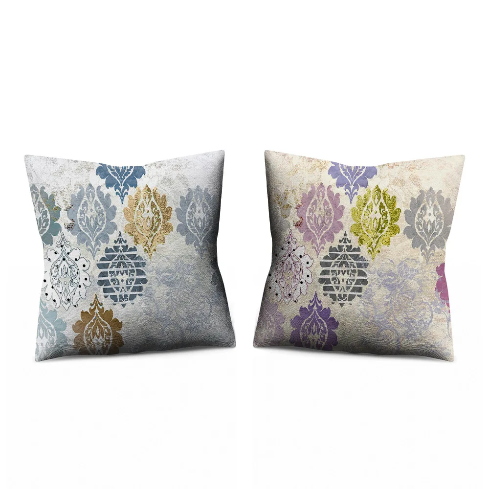 

Retro Geometry Decorative Pattern Flax Pillow Cover Summer Home Decoration Pillow Case Sofa Back Cushion Cushion Cover Seat Cush