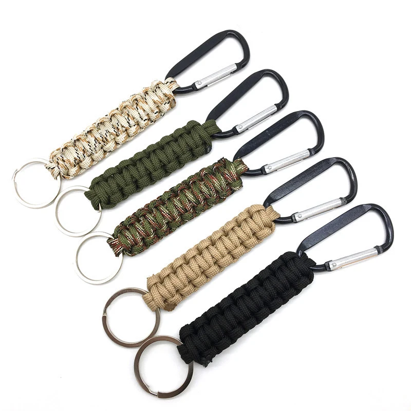 Outdoor Umbrella Rope Carabiner Keychain Hanging Seven Core Umbrella Rope Braided Keychain REMOVE BEFORE FLIGHT Keychains (1)