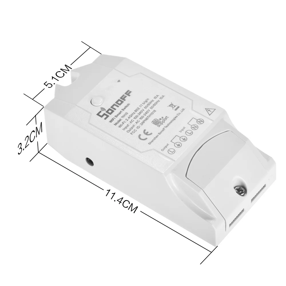 Sonoff TH10 WiFi Smart Switch Пульт дистанционного управления Смартфон Датчик температуры и влажности для умного дома