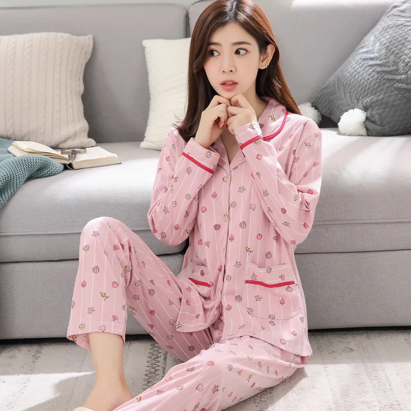 

Spring And Autumn Pure Cotton Long Sleeve Women's Plus-sized Cardigan Fat Mm 200 Wide Loose Summer Thin Women's Homewear Set