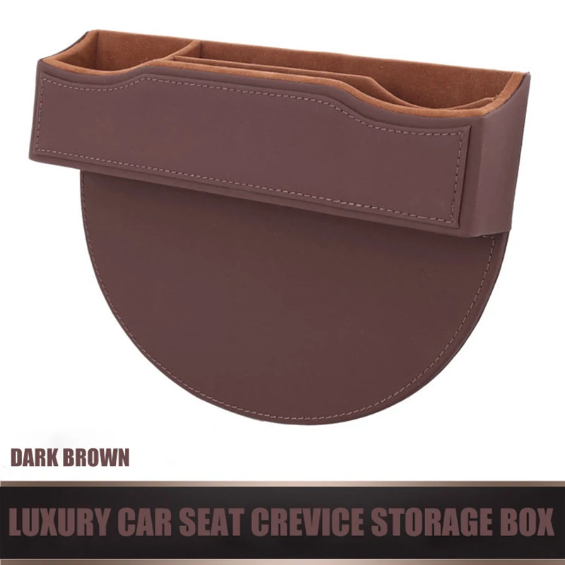 E-FOUR Car Seat Gap Filler Premium PU Leather Car Seat Side Pocket Organizer Car Seat Storage Organize with USB Charger Holes - Название цвета: dark brown