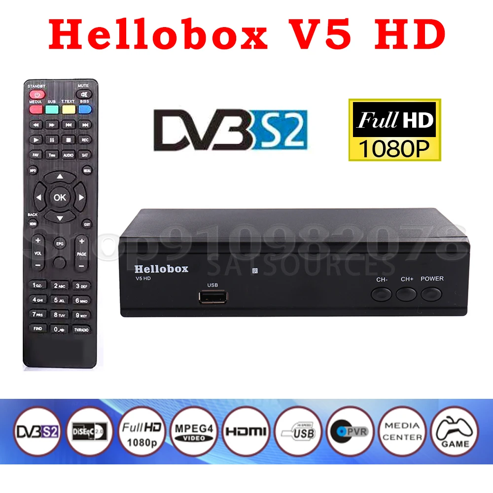 Спутниковый ТВ-приемник Hellobox V5 HD автоматический Biss Powervu с поддержкой cline newcamd mgcam