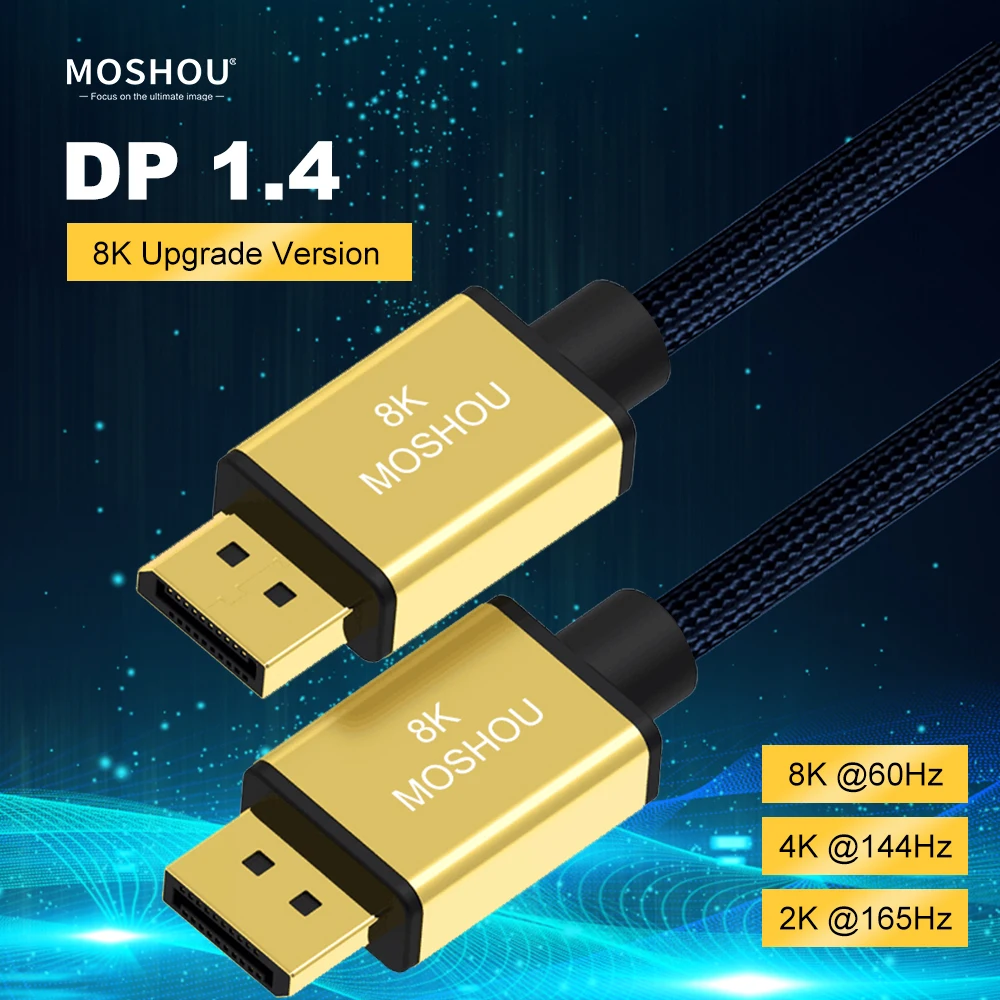Порт дисплея 1 4 кабель 8K 4K HDR 165Hz 60Hz адаптер портов для видео ПК ноутбука TV DP 2 порт